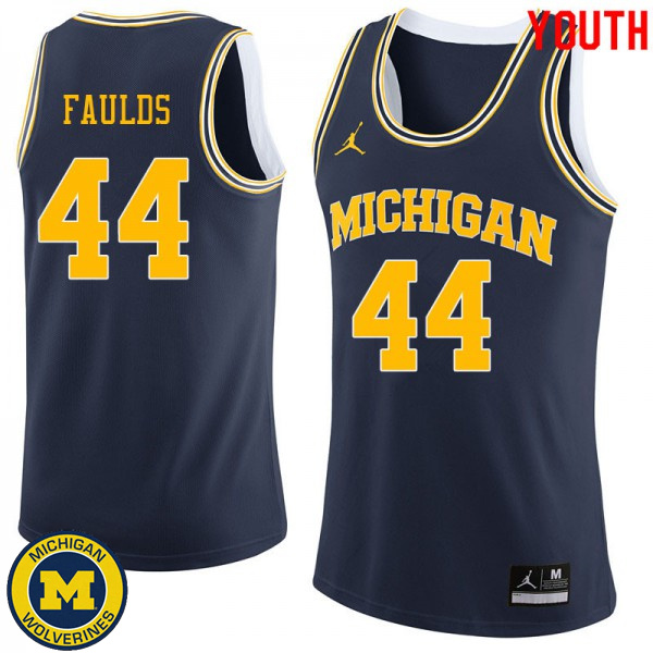 Youth Michigan Wolverines #44 Jaron Faulds Navy Jordan Brand NCAA Basketball Jersey